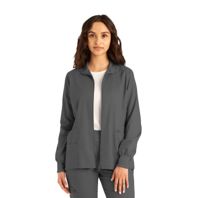 Landau ProFlex LJ701 Women&#8216;s 3-Pocket Zip Front Fade Resistant Medical Scrub Jacket-Landau