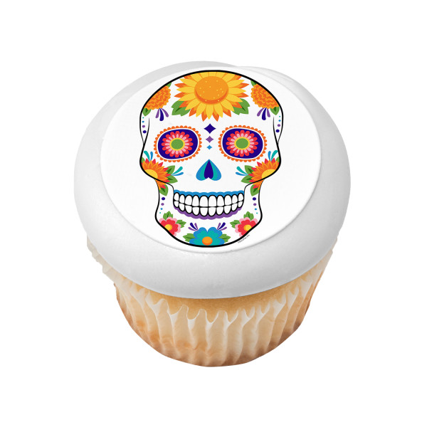 White Sugar Skull PhotoCake® Edible Image®