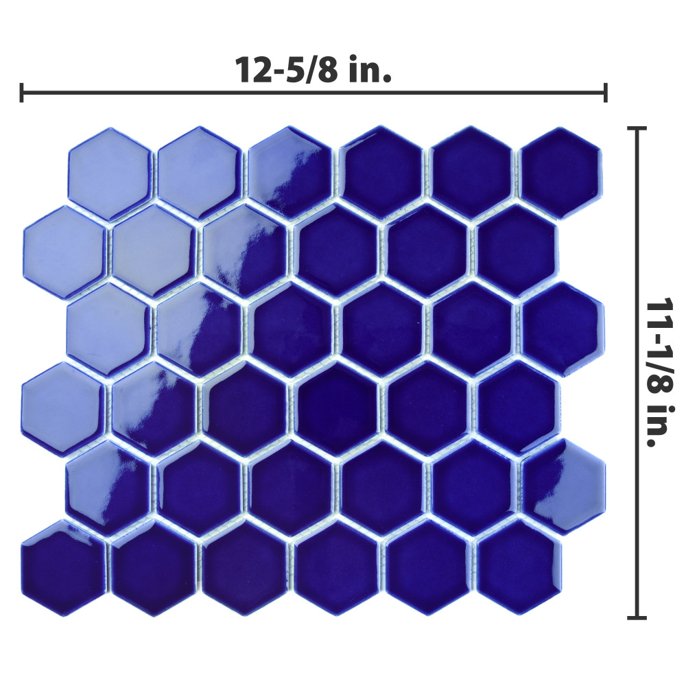 Metro Ion 2″ Hex Sapphire 11-1/8 in. x 12-5/8 in. Porcelain Mosaic Tile