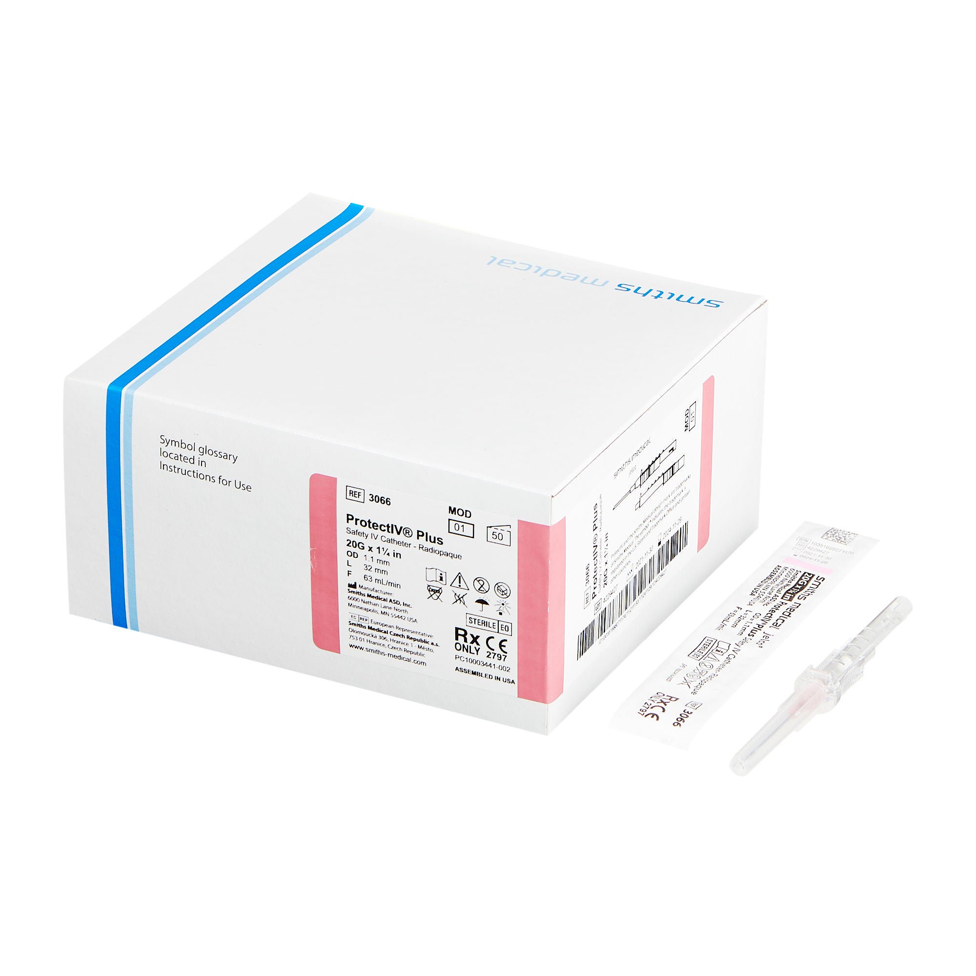 Protectiv® Plus Peripheral IV Catheter, 1.25 in., 20 Guage