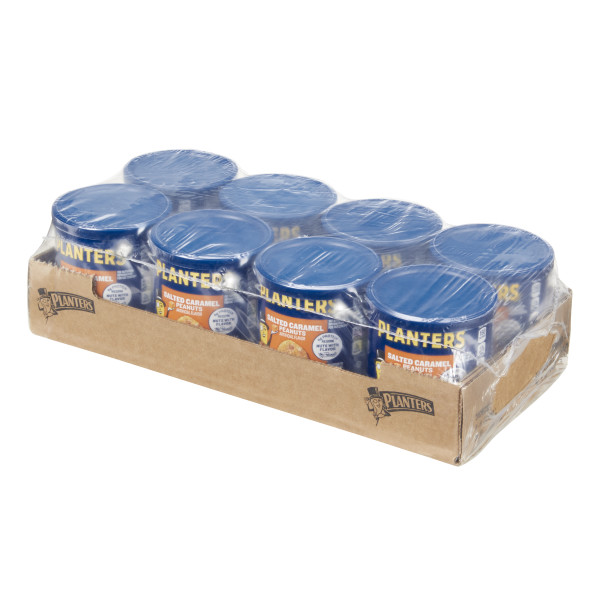 PLANTERS(r) Salted Caramel Peanuts 8/6oz . C1RA - Front Right Closed Case (Hi Res)