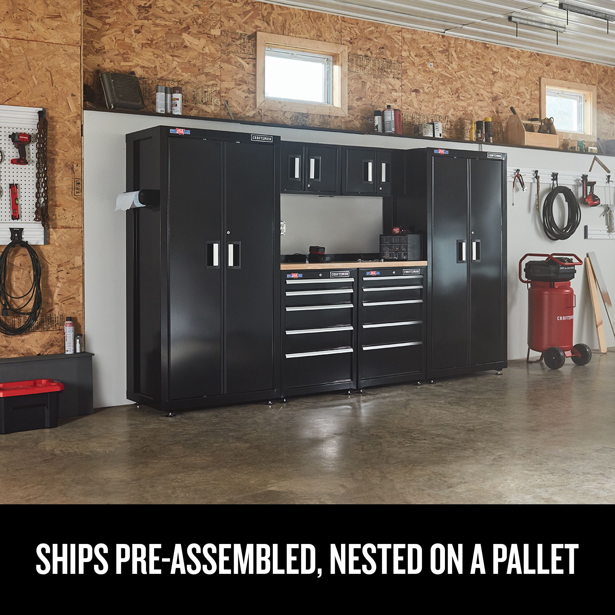 Graphic of CRAFTSMAN Storage: Cabinets & Chests highlighting product features