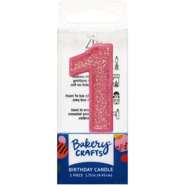 1 Mini Glitter Numeral Candles