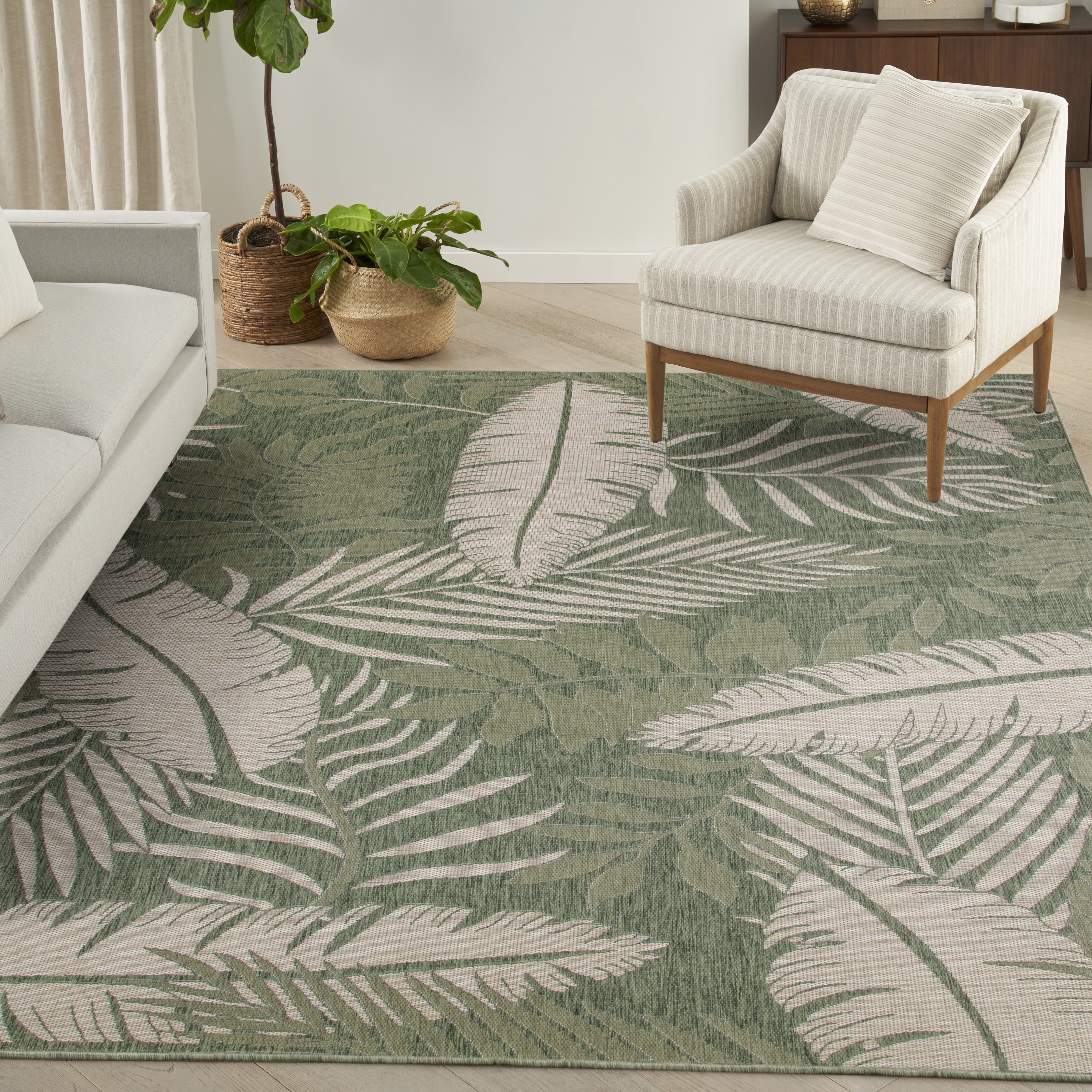 Nourison Garden Oasis 9' x 12' Green Ivory Outdoor Rug