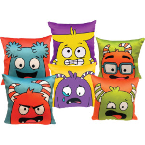 Emotions Pillow 6-Pack (2 Large, 2 Medium, 2 Small), Plush Feeling Faces for Kids