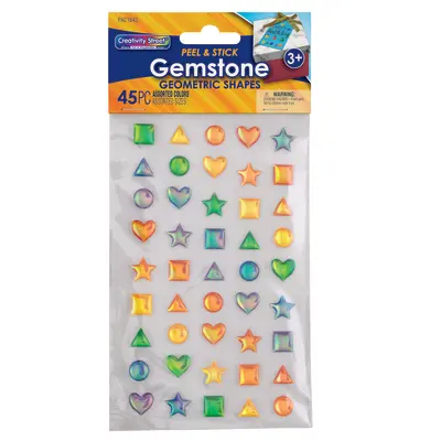Creativity Street  Peel and Stick Gemstone Stickers, Geometric Shapes,  Assorted Sizes, 45 Pieces