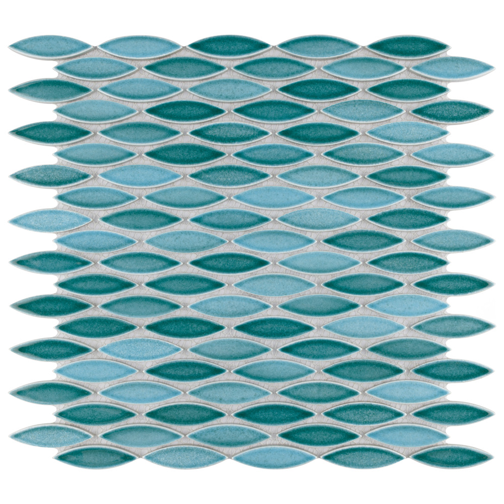 Pescado Glossy Agua 12 in. x 12-1/2 in. Porcelain Mosaic Tile