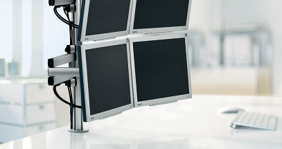 Elevating your monitors creates more useable desk space.