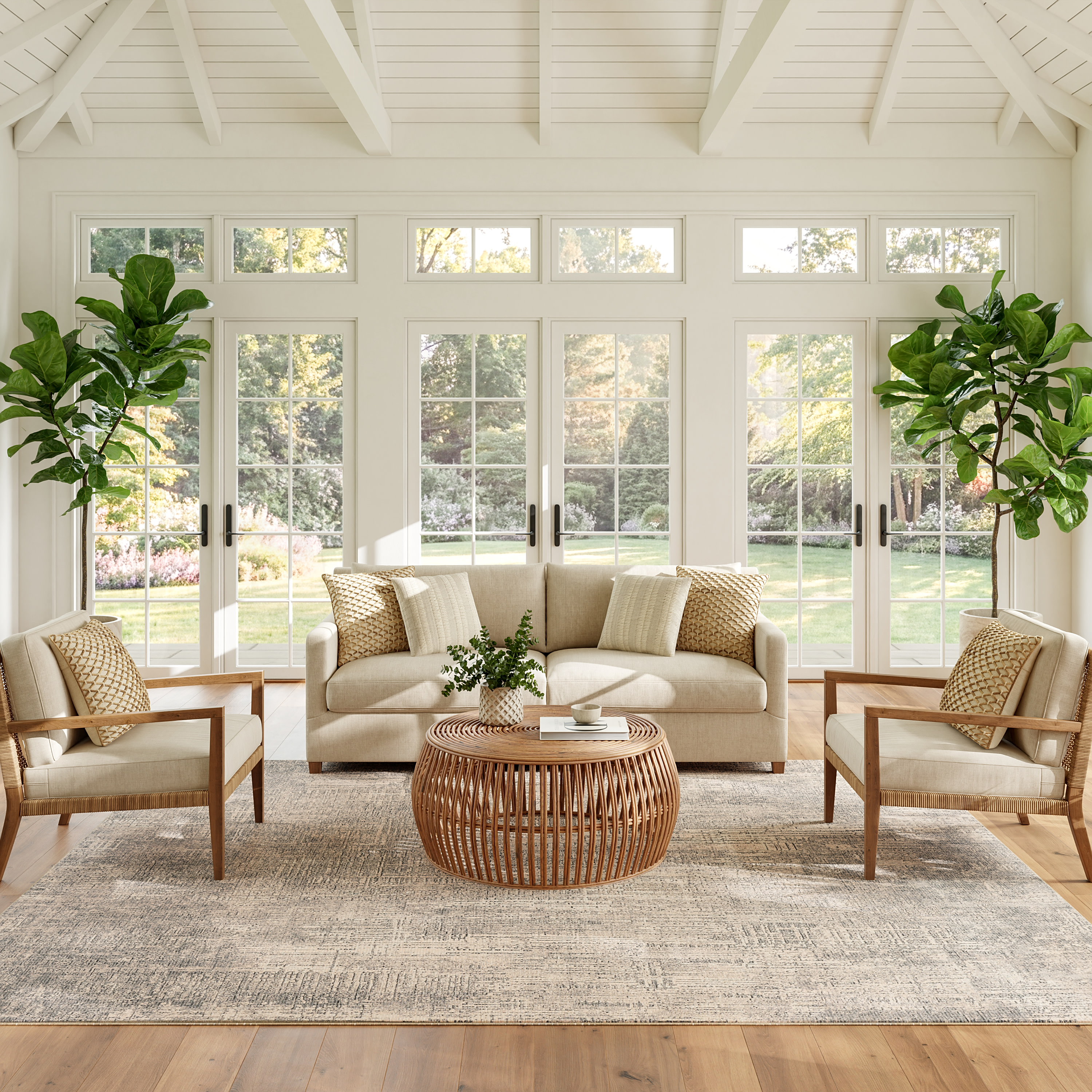 Nourison Botanical Washables 4' x 6' Taupe Modern Indoor Rug