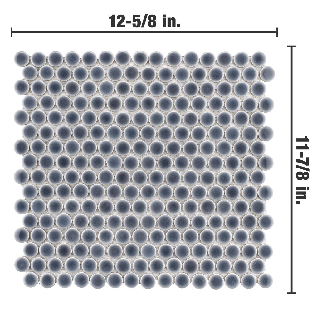 Sample – Hudson Penny Round Imperial Grey Porcelain Mosaic Tile