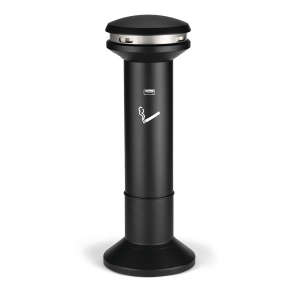 Rubbermaid Commercial, Infinity™, Ultra High Capacity, 1gal, Metal, Black, Round, Smoking Receptacle