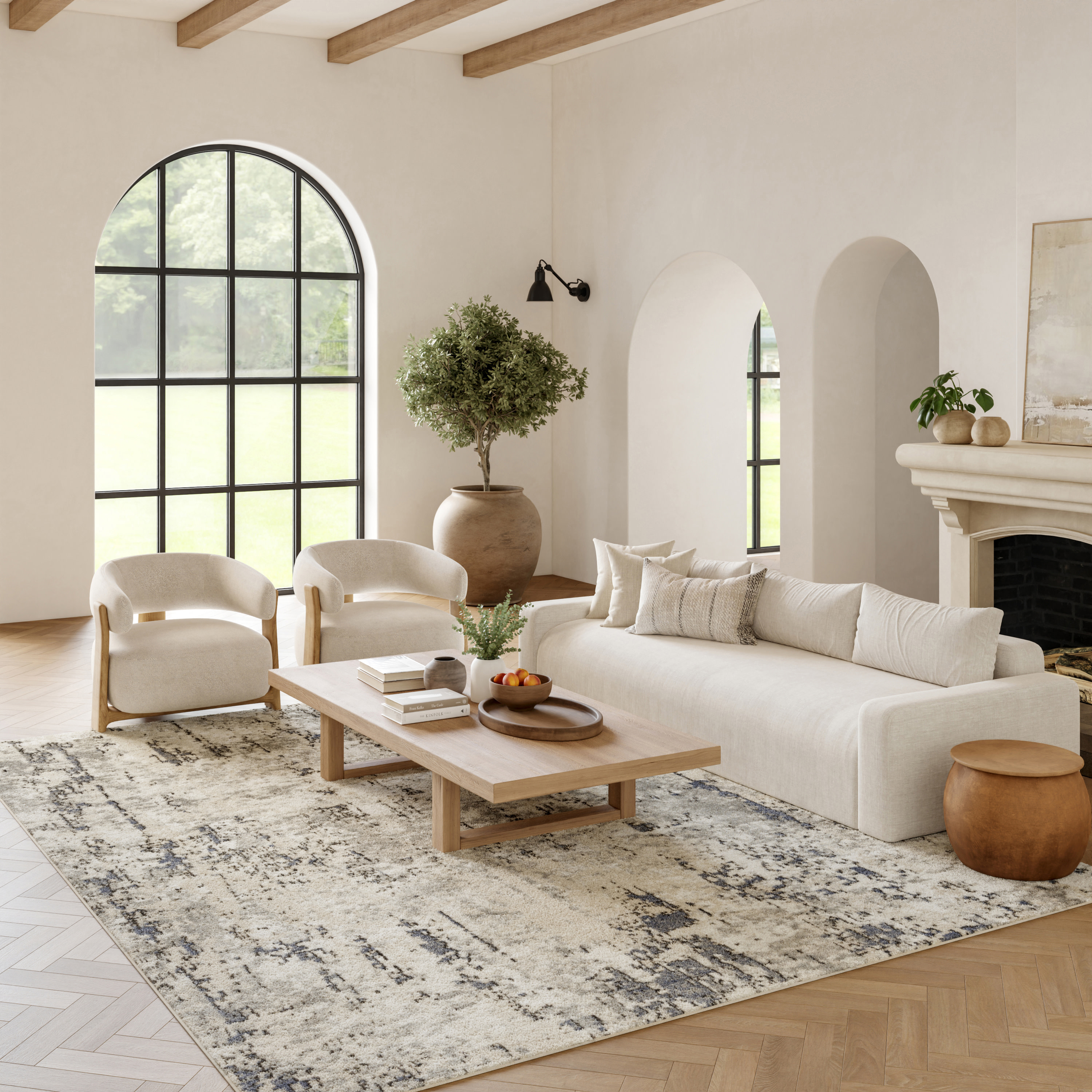 Nourison Quarry 7' x 10' Ivory Blue Grey Modern Indoor Rug