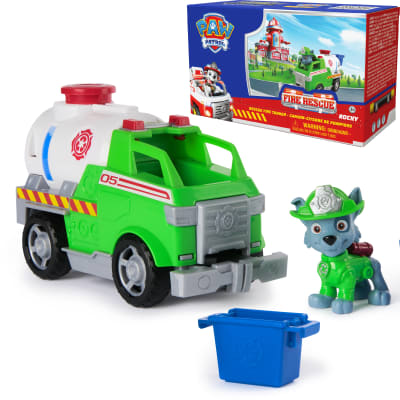 PAW Patrol Fire Rescue: Rocky Rescue Fire Tanker with Action Figure, Grab Claw and Toy Truck, Kids Toys for Boys & Girls Ages 3 and Up