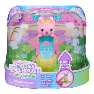 Gabby's Dollhouse Fairylandia, Kitty Fairy Flutter-riffic Fairy Ring with Display Stand, Kids Toys for Girls & Boys Ages 3 and Up