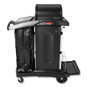 Rubbermaid Commercial, Executive Series, Executive Janitorial Cleaning Cart with Doors and Hood High Security, Black