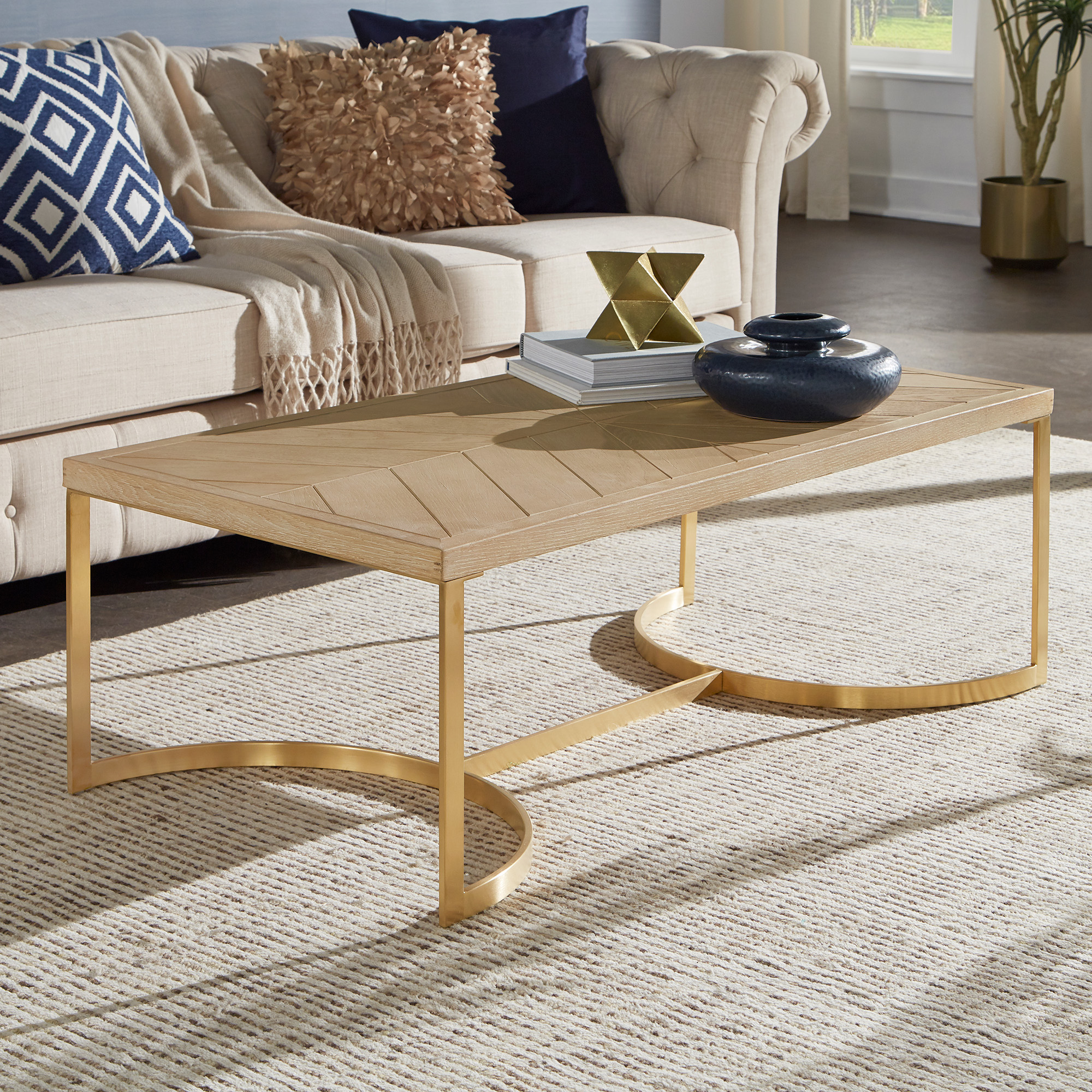 Natural Finish and Gold Tables