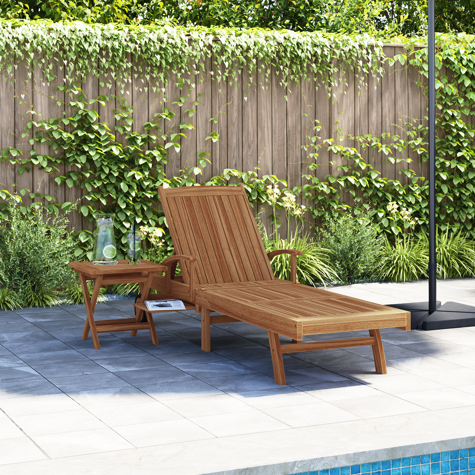 vidaXL Sonnenliege 2 pcs Massives Teakholz Braun – Bild 4