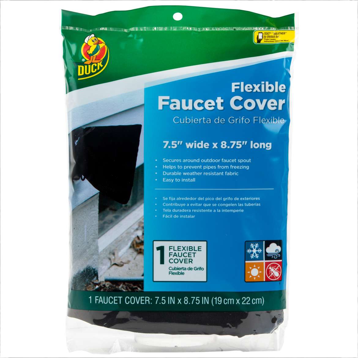 Duck® Brand Flexible Faucet Cover - Black, 7.5 in. x 8.75 in.