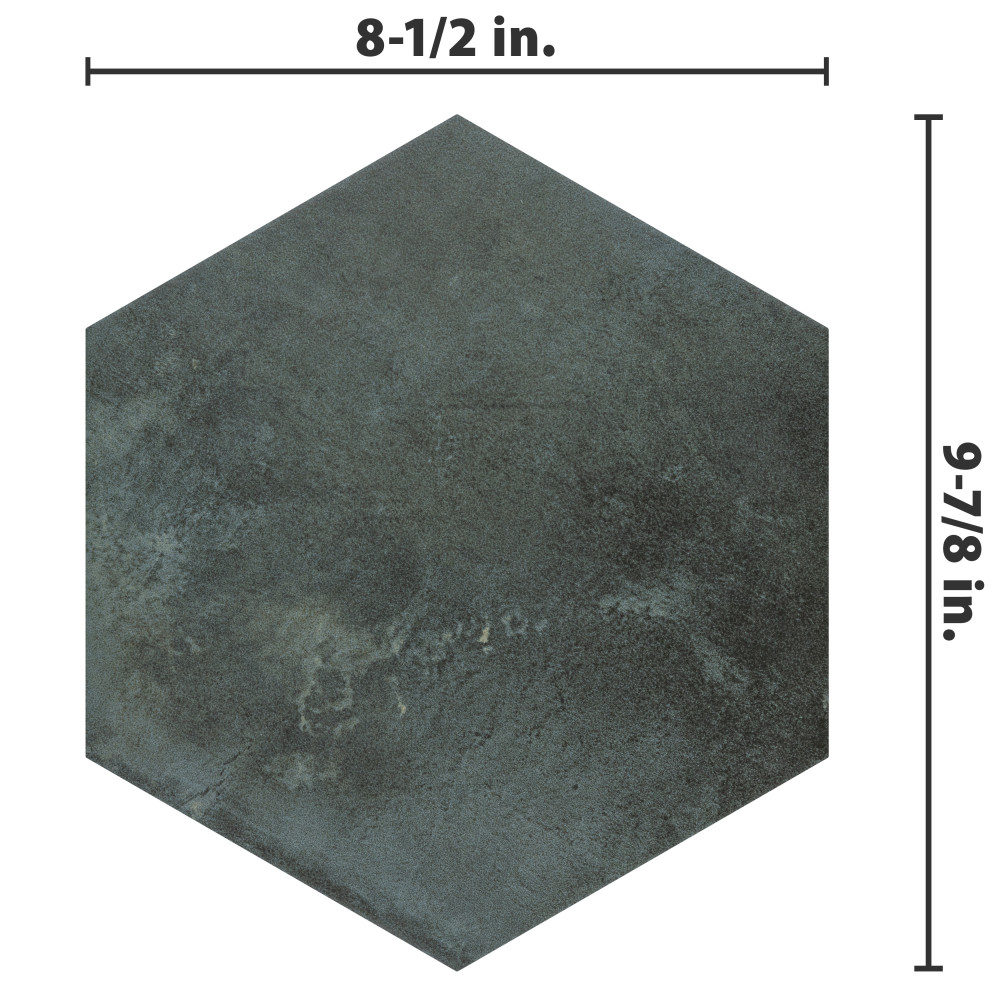 Industrial Hex Green 8-1/2 in. x 9-7/8 in. Porcelain Floor and Wall Tile