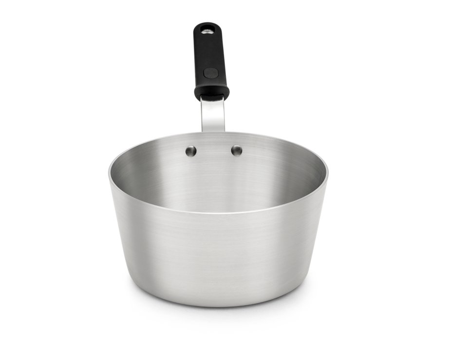3 ¾-quart Wear-Ever® tapered aluminum saucepan with natural finish and silicone handle