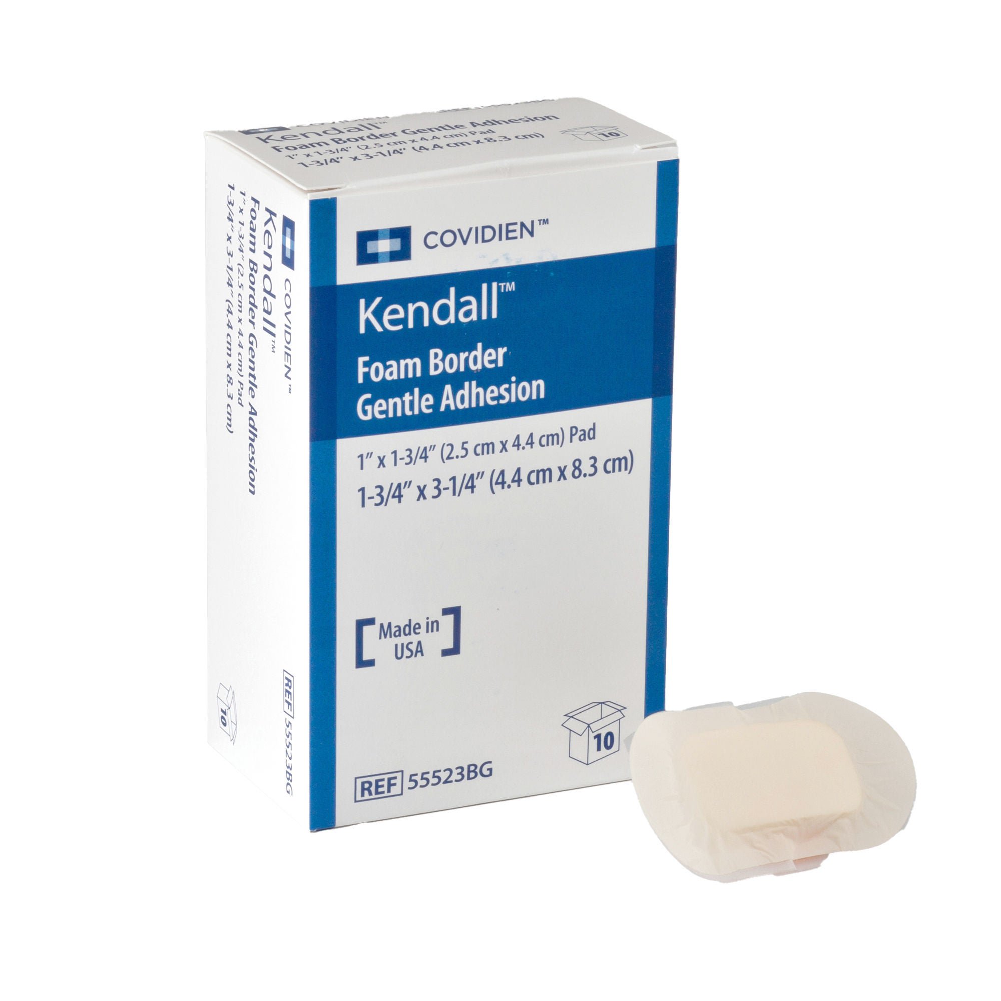 Kendall™ Gentle Bordered Foam Dressing with Silicone Adhesive, 4.4 x 8.3 cm