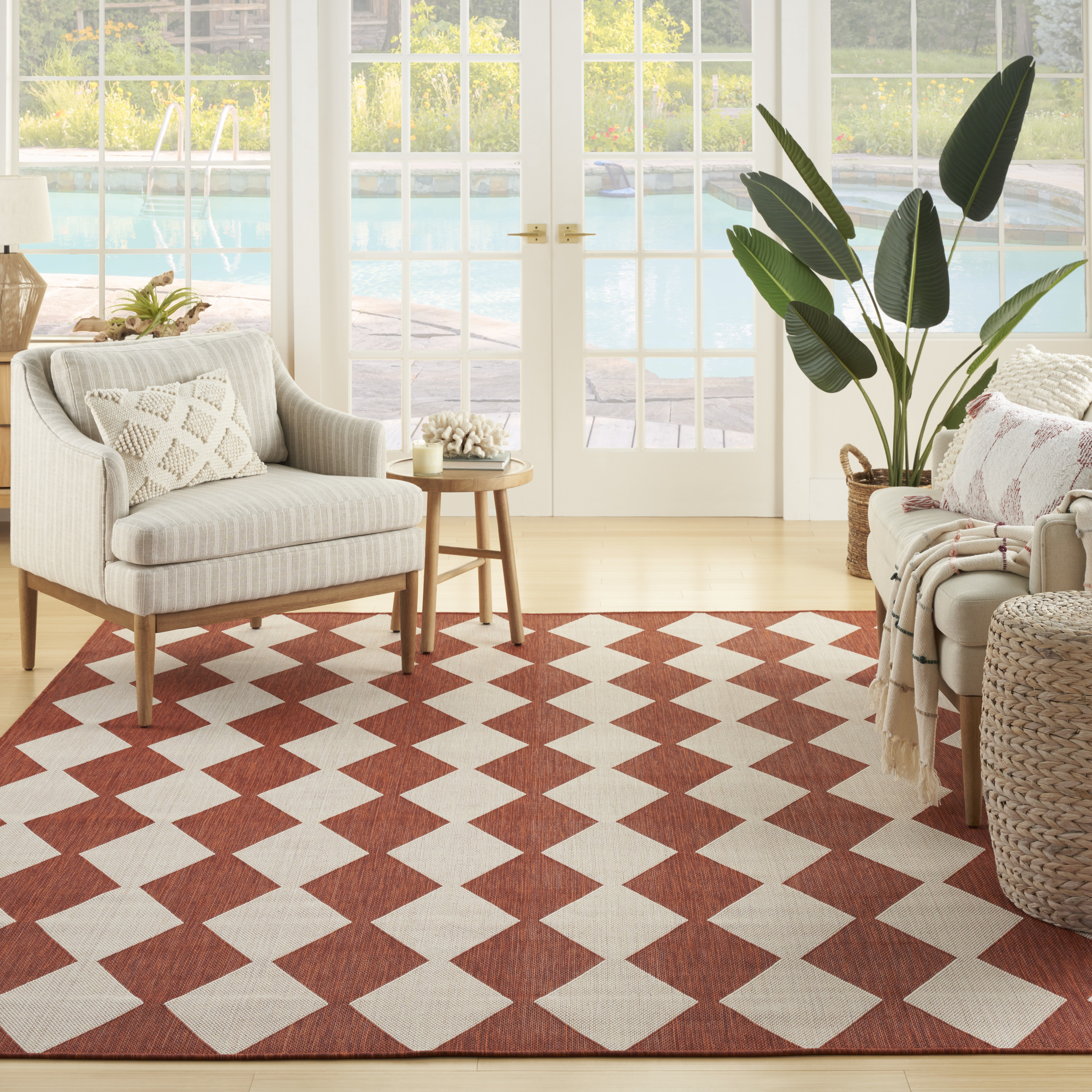 Nourison Positano 7' x 10' Terracotta Modern Rug