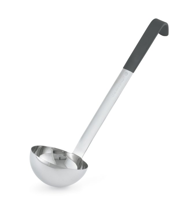 3-ounce heavy-duty stainless steel ladle with black Kool-Touch® handle