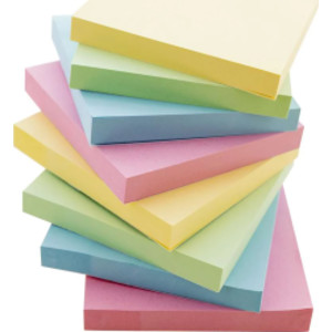 Stick On Notes, 3" x 3", Assorted, 100 Sheets, Pack of 12