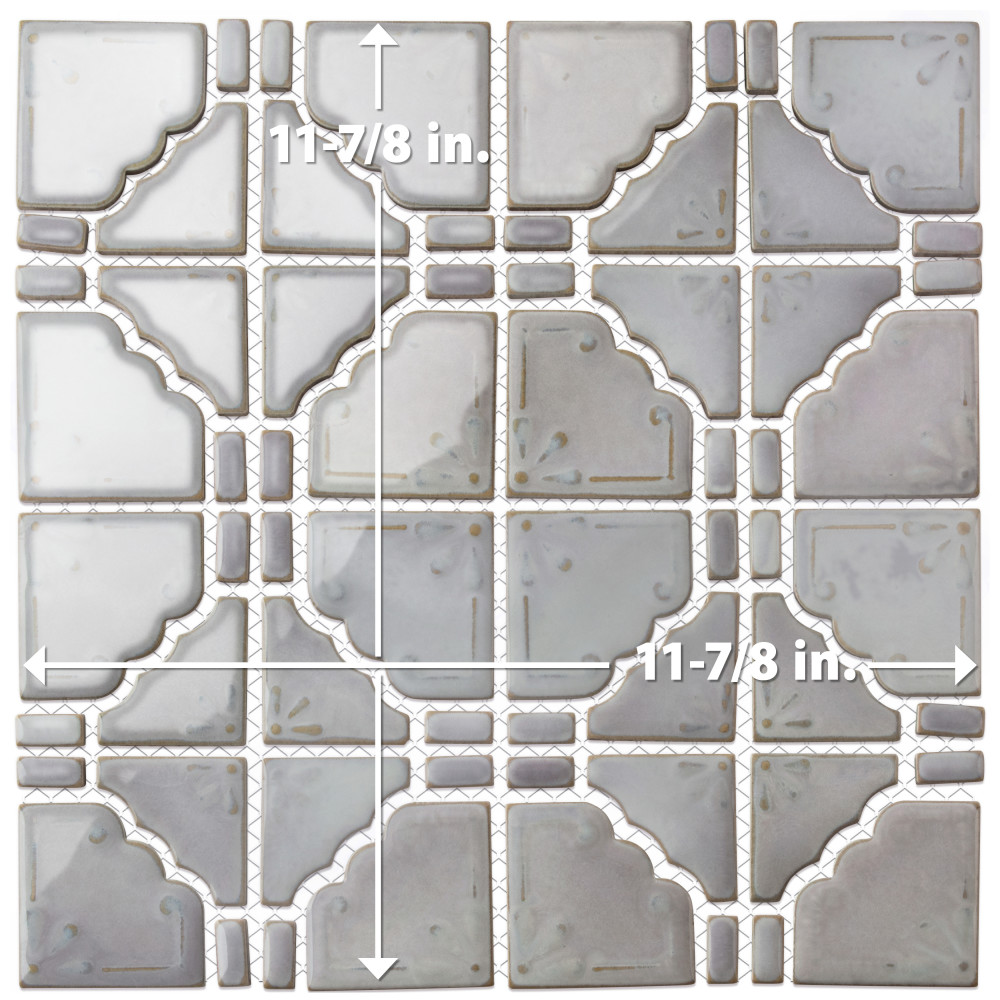 Hudson Moonbeam Grey Eye 11-7/8 in. x 11-7/8 in. Porcelain Mosaic Tile