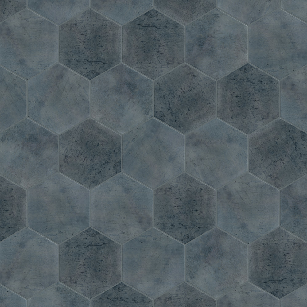 Capri Hex Indigo 7x8 Hexagon Porcelain Floor and Wall Digital Pattern