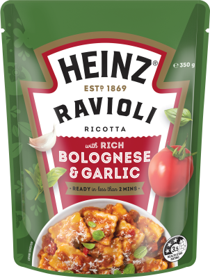 Heinz Ravioli Ricotta with Rich Bolognese & Garlic Pasta Meal 350g