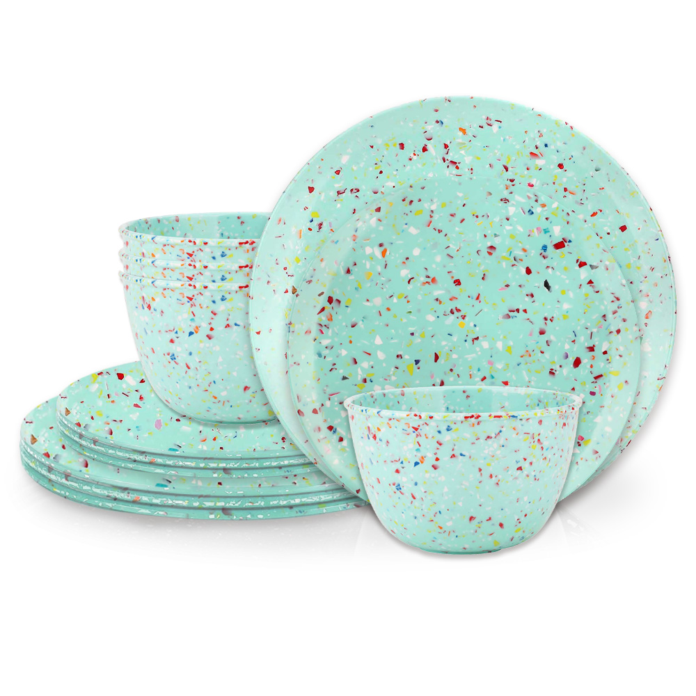 Confetti Dinnerware Set, Mint, 12-piece set slideshow image 1 Confetti Dinnerware Set, Mint, 12-piece set slideshow image 1