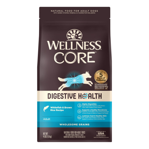 Wellness CORE Digestive Health Whitefish & Brown Rice Front packaging