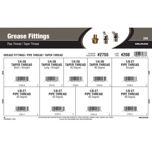 Pipe & Taper-Thread Grease Fittings Assortment