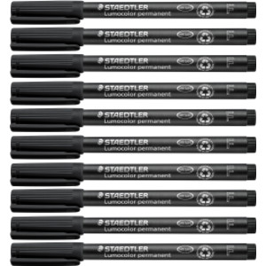 Lumocolor Permanent Pens, Fine 0.6 mm, Black, Pack of 10