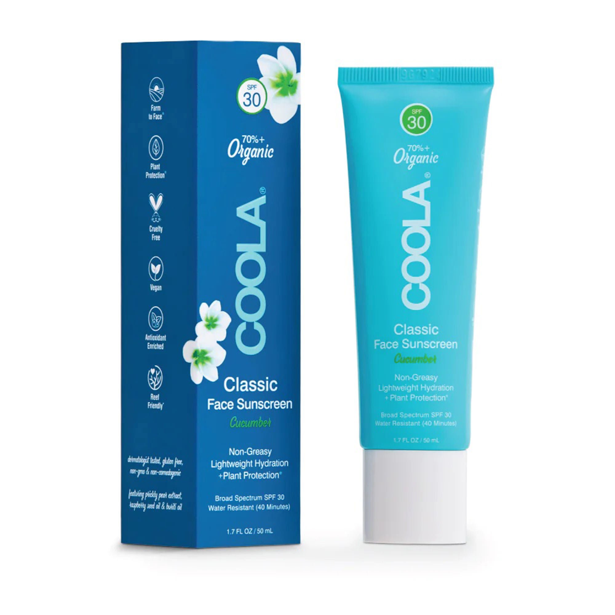 Coola® Classic Face Sunscreen Cucumber Scent Lotion SPF 30, 1.7-ounce Tube