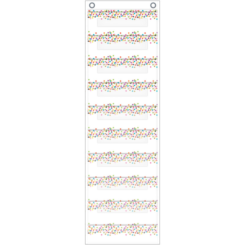 File Storage Pocket Chart, 10 Pockets, Confetti, 14" x 58"