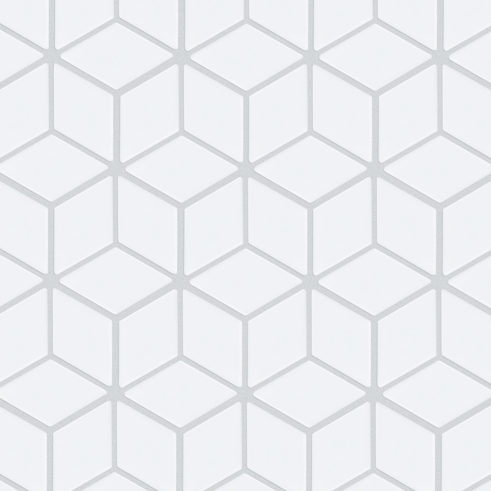 Hudson Rhombus Glossy White 10-1/4 in. x 11-3/4 in. Porcelain Mosaic Tile
