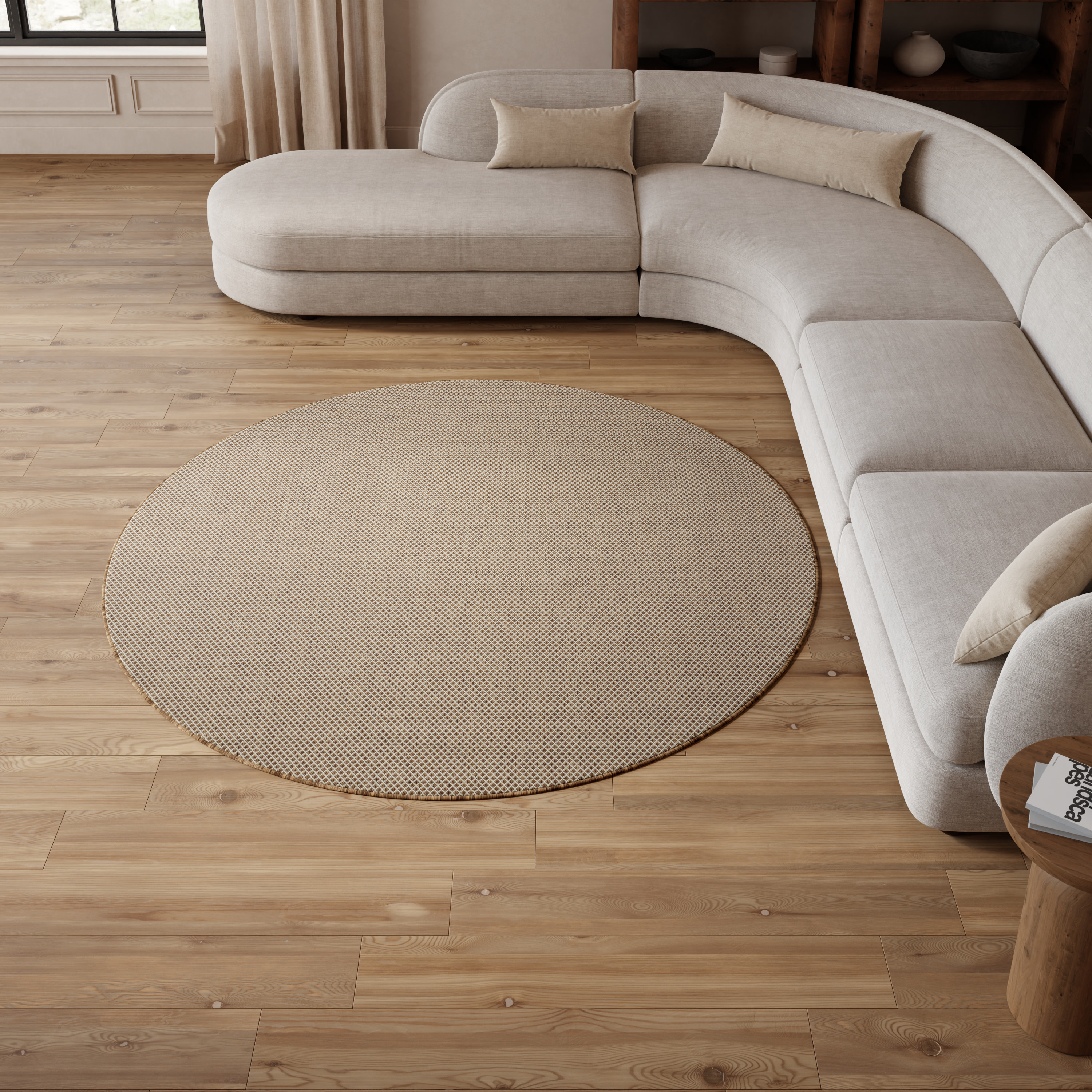 Nourison Courtyard 5' x Round Jute Ivory Modern Rug