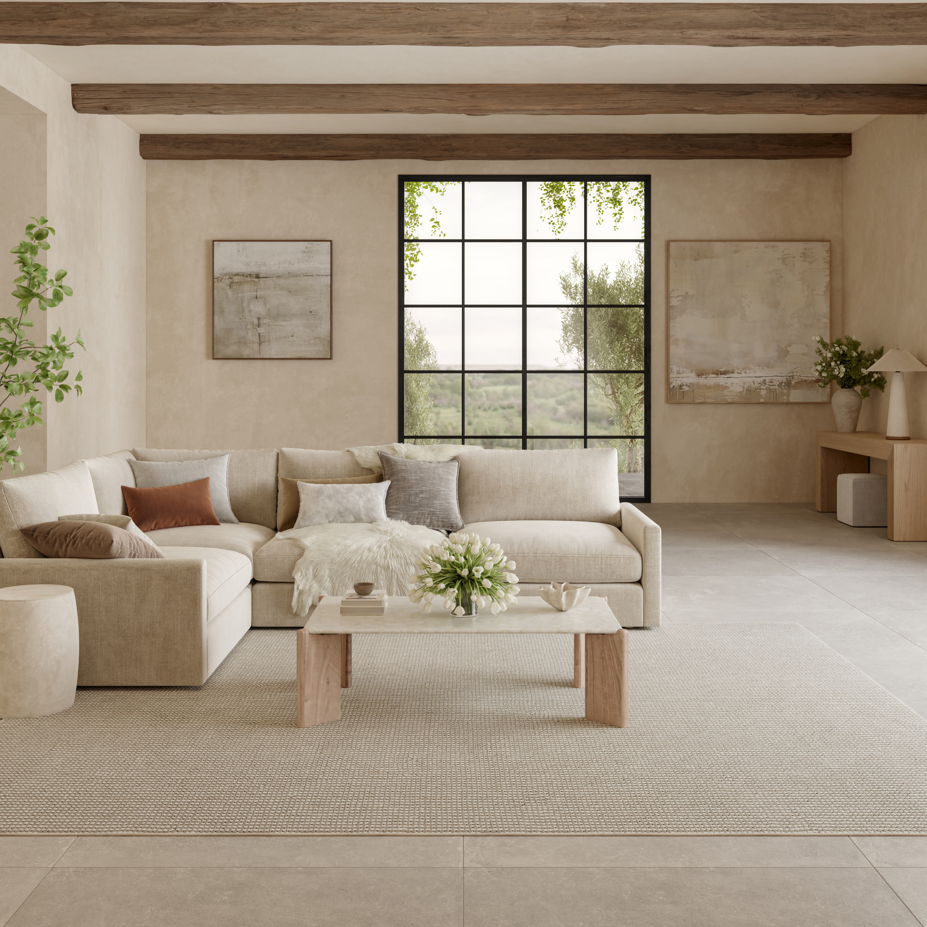 Nourison Natural Texture 7'10" x 9'10" Ivory Mocha Farmhouse Indoor Rug