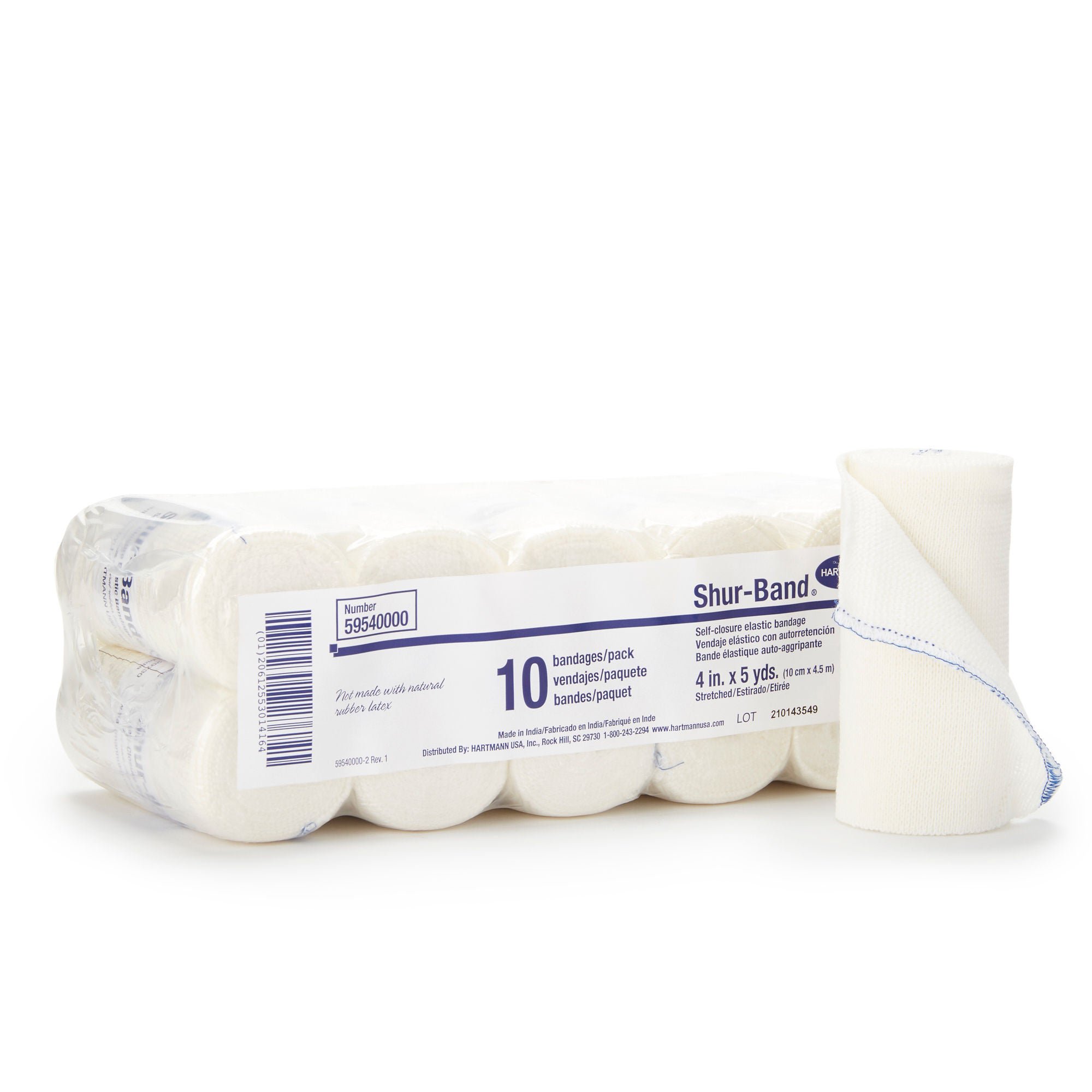 Shur-Band® LF Single hook-and-loop closure Elastic Bandage, 4 Inch x 5 Yard