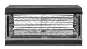 48-inch-wide 120-volt angled-front heated display case with front and rear access in black