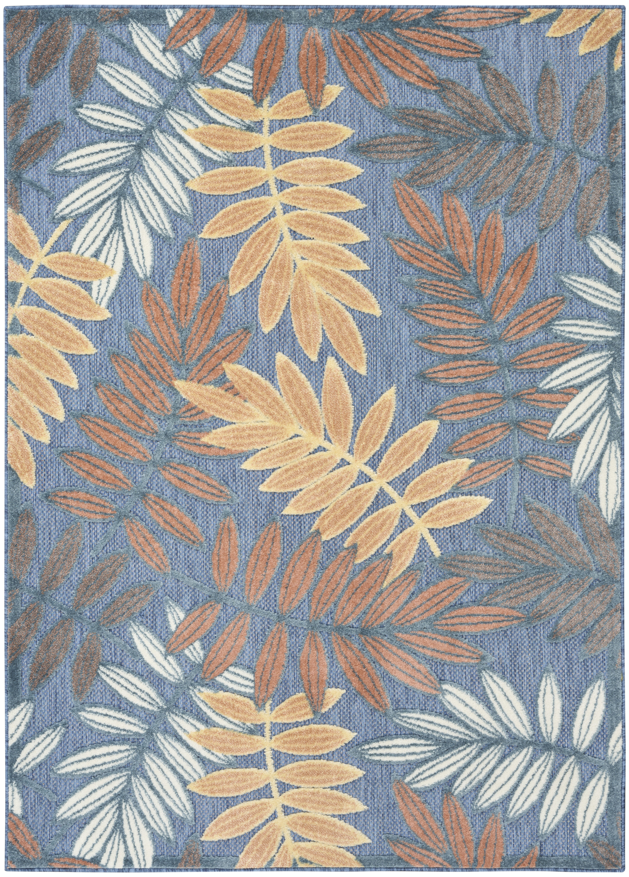 Nourison Aloha 7'10" x 10'6" Blue Rose Modern Rug