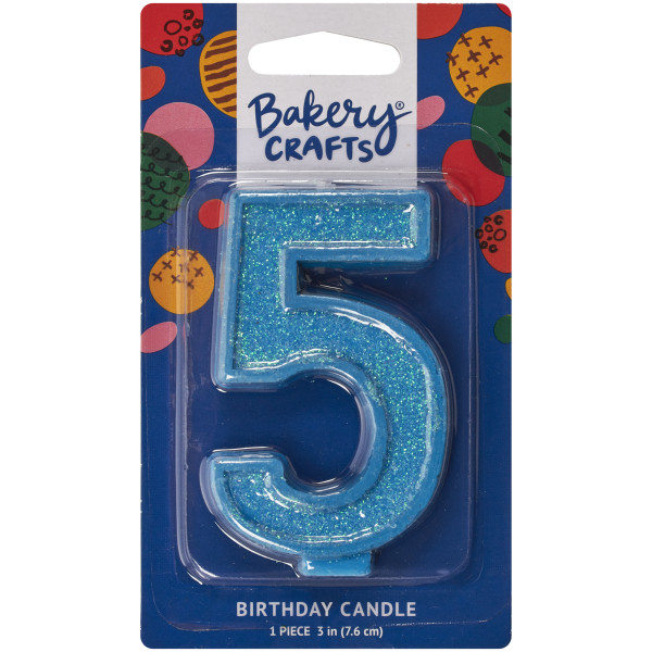 5 Glitter Numeral Candles
