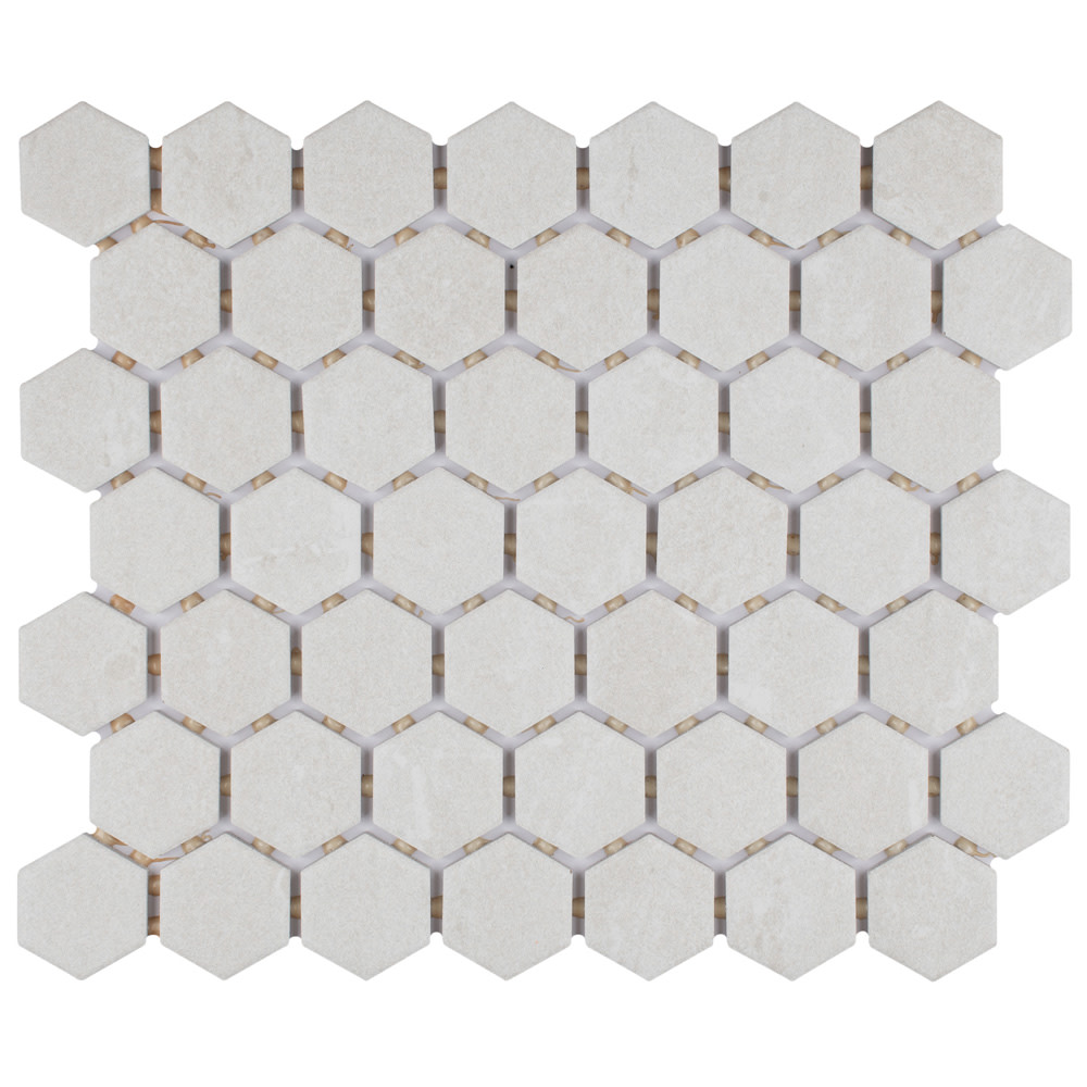 Sample – Liverpool Hex White Ceramic Mosaic Tile
