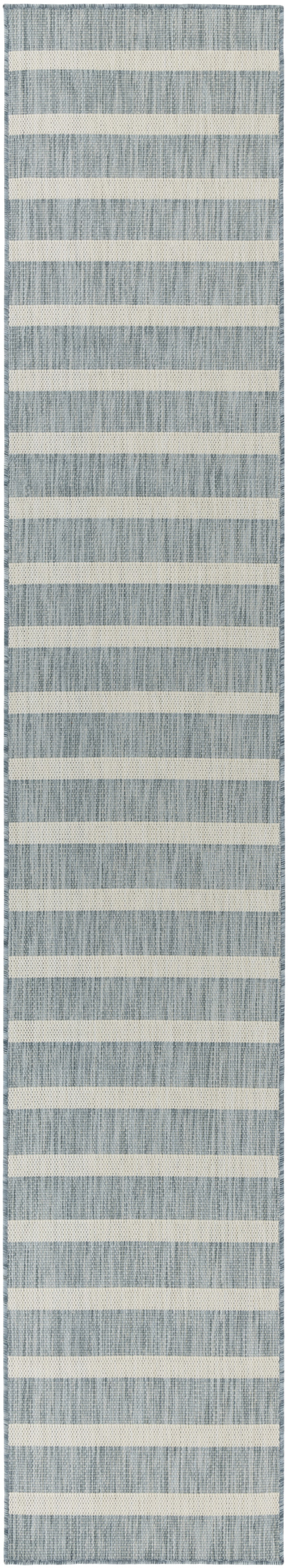 Nourison Positano 2'2" x 12' Aqua Ivory Modern Rug