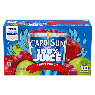 Capri Sun® 100% Juice Fruit Punch Flavored Juice Blend, 10 ct Box, 6 fl oz Pouches