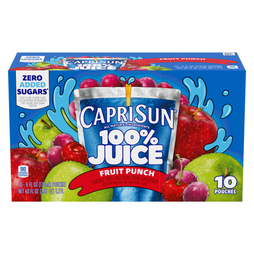 Capri Sun® 100% Juice Fruit Punch Flavored Juice Blend, 10 ct Box, 6 fl oz Pouches Image