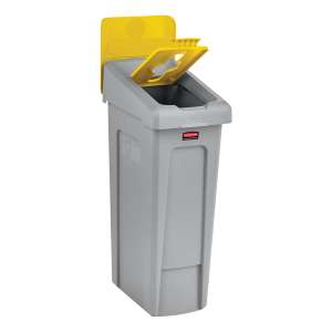 Rubbermaid Commercial, Slim Jim, Mixed Recycling Insert, Rectangular, Resin, Yellow, Receptacle Lid