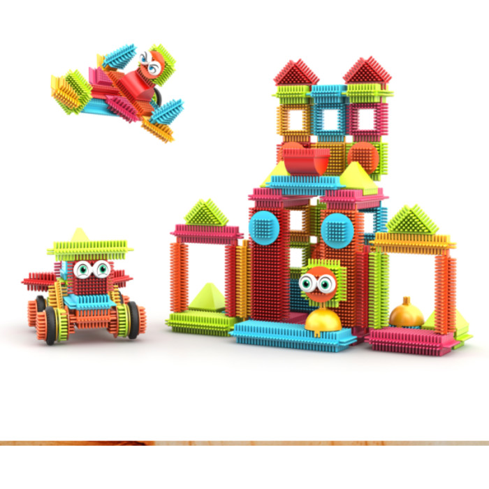 Bristle Shape 3D Building Blocks, Assorted Colors, 144 Pieces